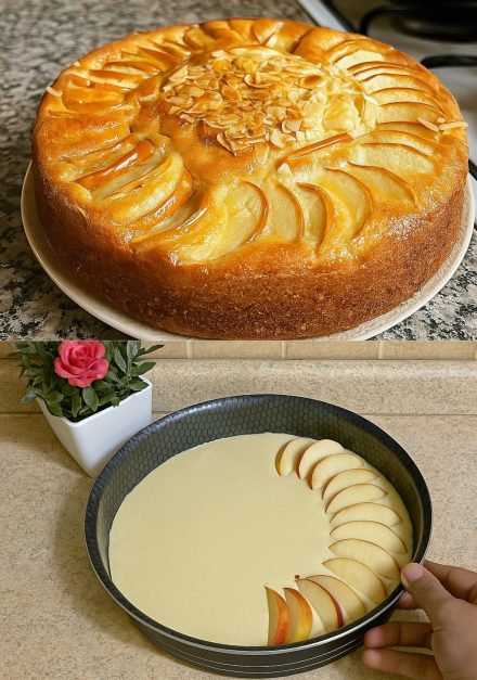 Mjuk äppel- och mandelkaka