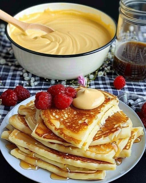 Jag blandar mjölk med dessertgrädde till pannkakor, det är bäst någonsin!