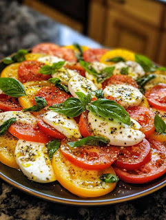 Tomat-, mozzarella- och basilikasallad