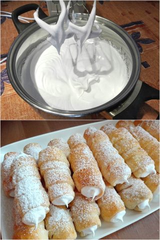 Hemgjorda gräddstrutar fyllda med italiensk maräng, en riktig njutning!