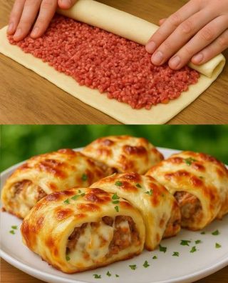 Smältande smördeg med kött och ost: Enkelt och gott recept