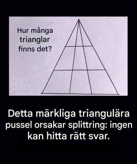 Vi har tillbringat hela dagen med att diskutera det här triangulära pusslet. Och du, kan du lösa det?
