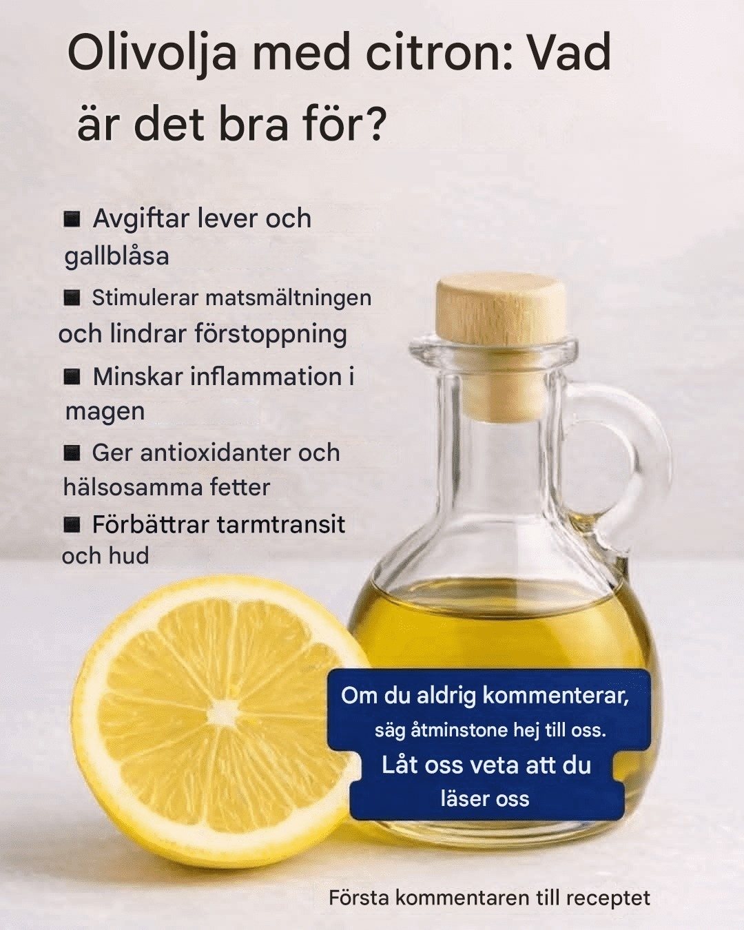 25 hälsofördelar med att dricka olivolja med citron varje morgon