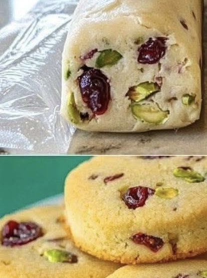 Tranbärs- och pistagekakor (shortbread)