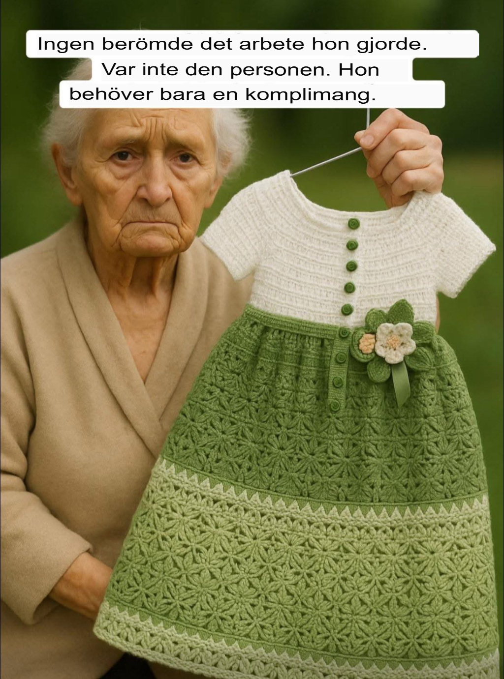 Ingen har berömt det arbete hon har gjort. Var inte den personen. Hon behöver bara en komplimang.