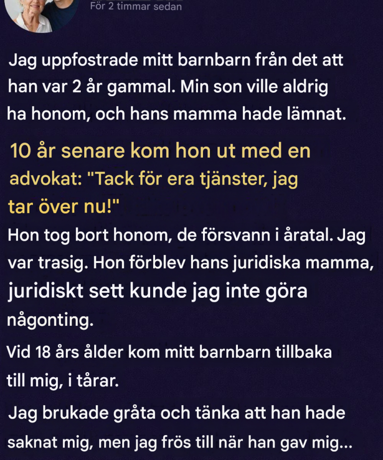 Hon tog mitt barnbarn ifrån mig efter att jag hade uppfostrat honom – år senare återvände han förvandlad